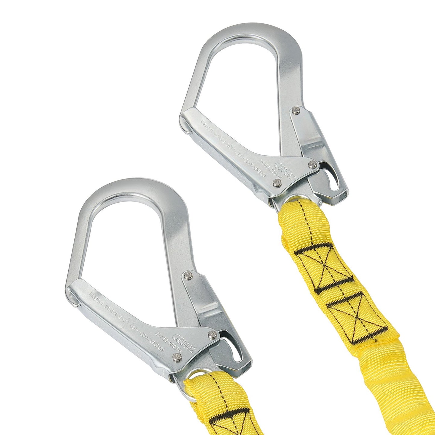 38 mm safety rope 6 feet (1.83 m) fall arrest lanyard 2 hooks yellow