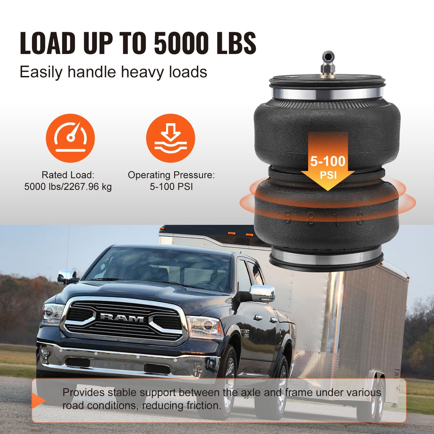 Air Bag Suspension Kit Passar 2014-2023 Dodge Ram 2500 2WD 4WD 5000 lbs