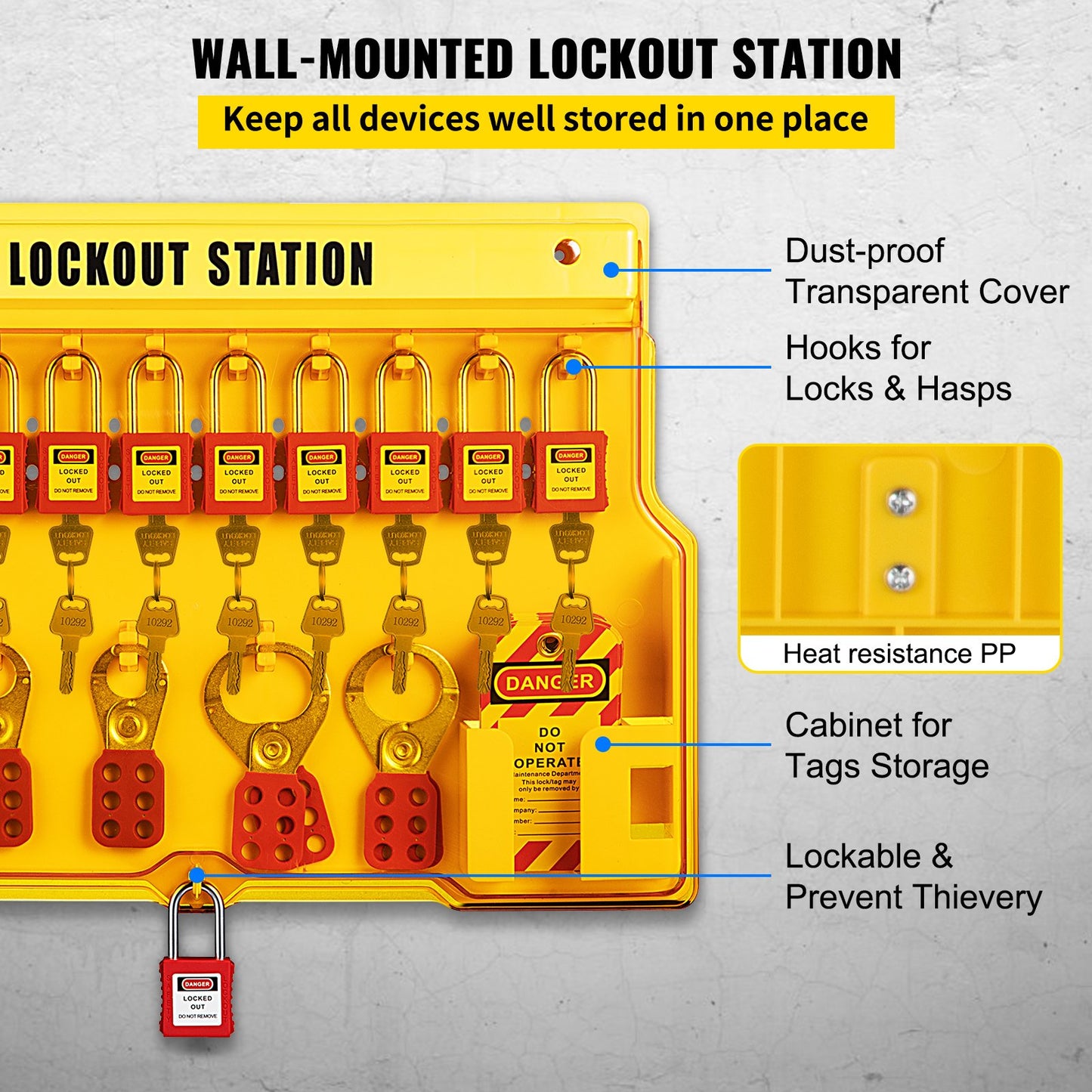 58 PCS Lockout Tagout Kit, Electrical Safety Loto Kit Includes Padlock, Lockout Station, Hasp, Tags &amp; Zip Bands, Lockout Tagout Safety Tools for Industry, Electric Power, Machinery