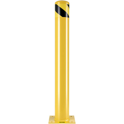 Safety Bollard Safety Barrier Bollard 4-1/2" OD 36" Height Yellow Powder Coated Tube Steel Safety Barrier with 4 Free Anchor Bolts for Traffic Sensitive Area