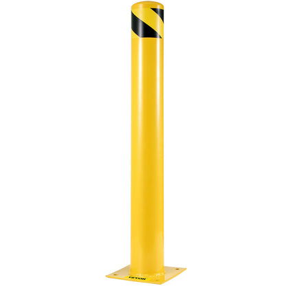 Safety Bollard 42"x4.5" Safety Barrier Bollard 4-1/2" OD 42" Height Yellow Powder Coated Tube Steel Safety Barrier with 4 Free Anchor Bolts for Traffic Sensitive Area