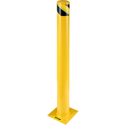 Safety Bollard 42"x4.5" Safety Barrier Bollard 4-1/2" OD 42" Height Yellow Powder Coated Tube Steel Safety Barrier with 4 Free Anchor Bolts for Traffic Sensitive Area