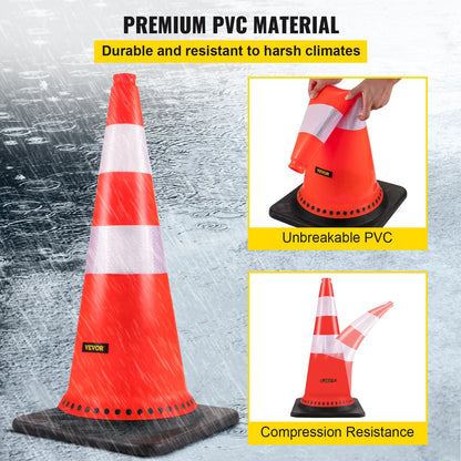 Safety Cones Trafikkoner 8 x 30" Orange reflekterande kragar Road Cones