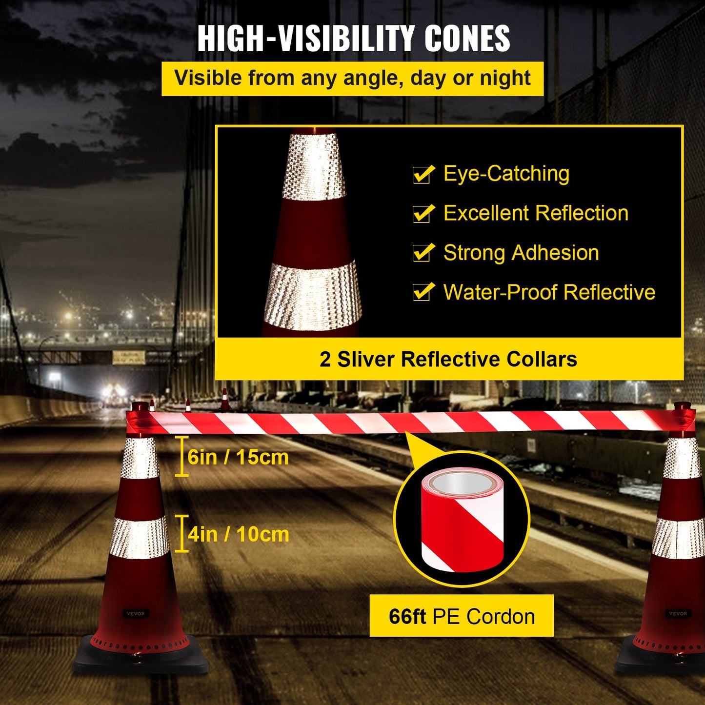 Safety Cones Trafikkoner 8 x 30" Orange reflekterande kragar Road Cones