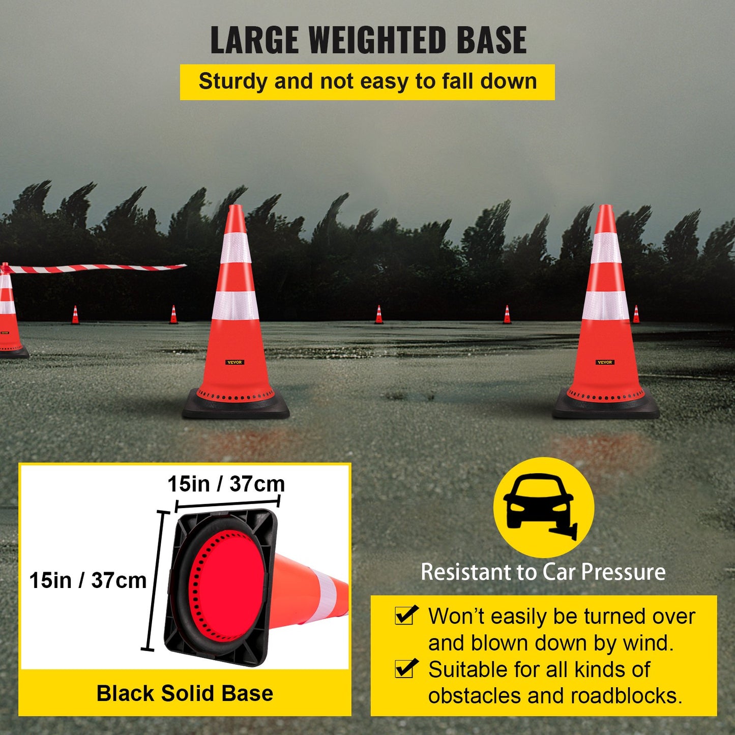 Safety Cones Trafikkoner 8 x 30" Orange reflekterande kragar Road Cones