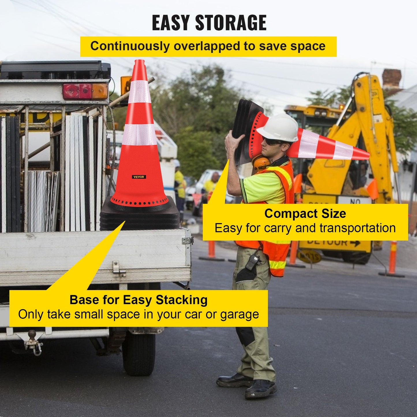 Safety Cones Trafikkoner 8 x 30" Orange reflekterande kragar Road Cones