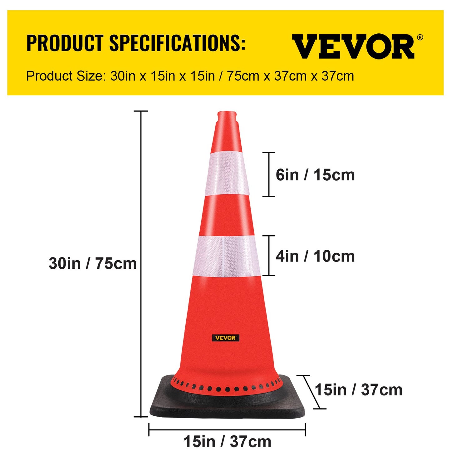 Safety Cones Trafikkoner 8 x 30" Orange reflekterande kragar Road Cones