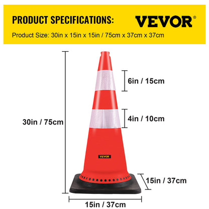 Safety Cones Trafikkoner 8 x 30" Orange reflekterande kragar Road Cones