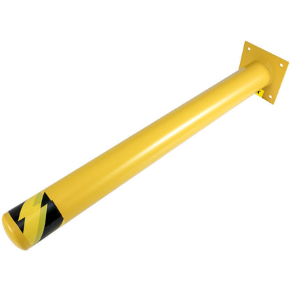Security bollard, 42 inch height bollard, 4.5 inch diameter steel pipe bollard, yellow steel bollard, steel security bollard with 8 anchor bolts, perfect for traffic sensitive area