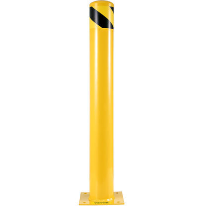 Security Bollard, 42 inch height bollard post, 5.5 inch diameter steel tube bollard, yellow steel bollard, steel security bollard with 8 anchor bolts, perfect for traffic sensitive area