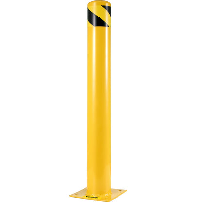 Security Bollard, 42 inch height bollard post, 5.5 inch diameter steel tube bollard, yellow steel bollard, steel security bollard with 8 anchor bolts, perfect for traffic sensitive area
