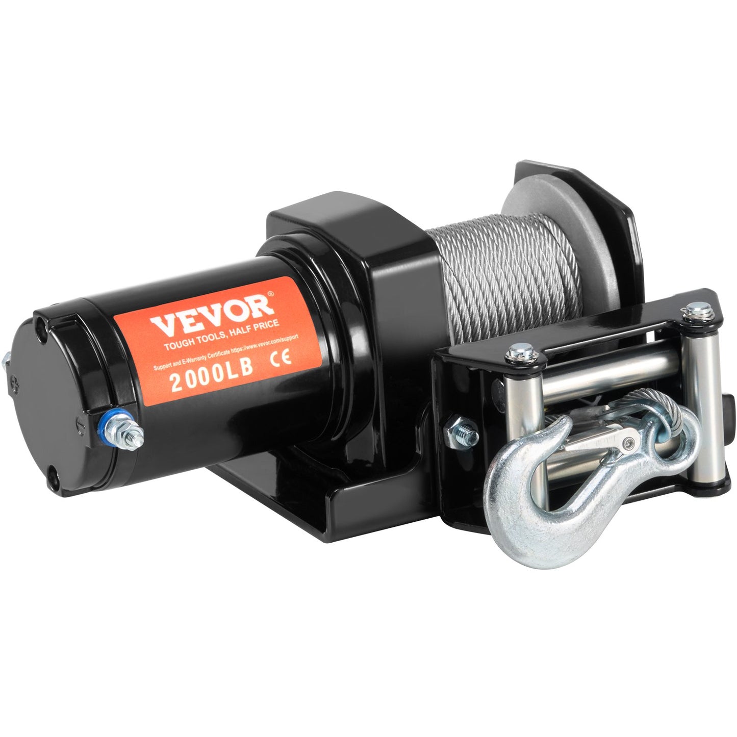 Elektrisk vinsch ATV UTV 2000 lb stålkabel IP 55 vattentät trådad kontroll