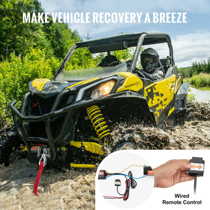 Elektrisk vinsch ATV UTV 3000 lb stålkabel IP55 vattentät trådad kontroll