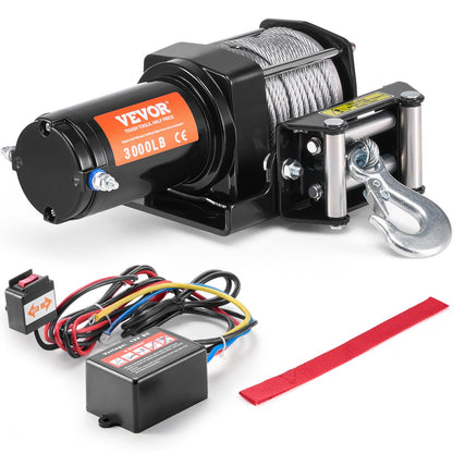 Elektrisk vinsch ATV UTV 3000 lb stålkabel IP55 vattentät trådad kontroll