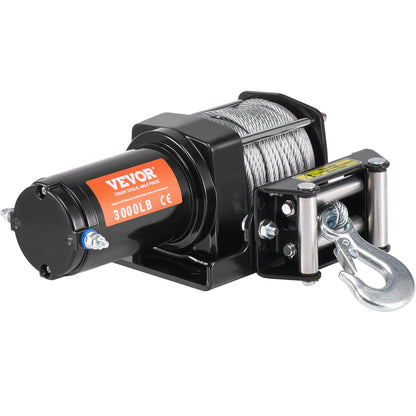 Elektrisk vinsch ATV UTV 3000 lb stålkabel IP55 vattentät trådad kontroll