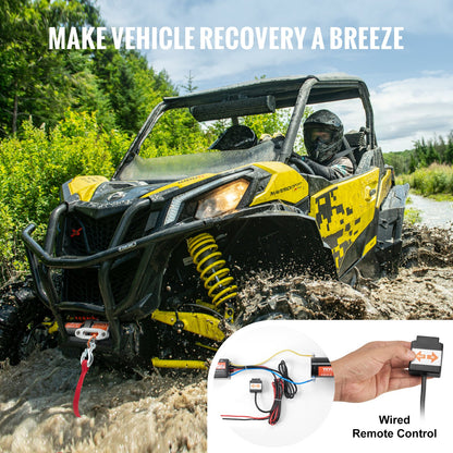 Elektrisk vinsch ATV UTV 3500 lb Syntetrep Vattentät trådad kontroll