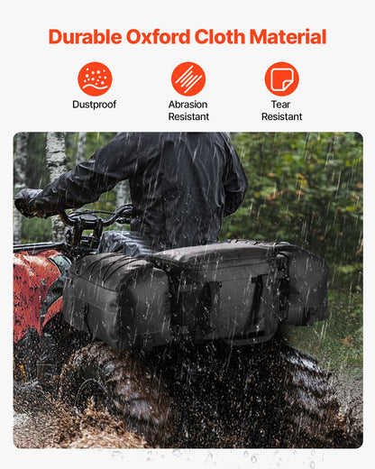 74L ATV Rear Storage Bag 600D Oxford Cloth Rear Cargo Bag &amp; Sponge Pad