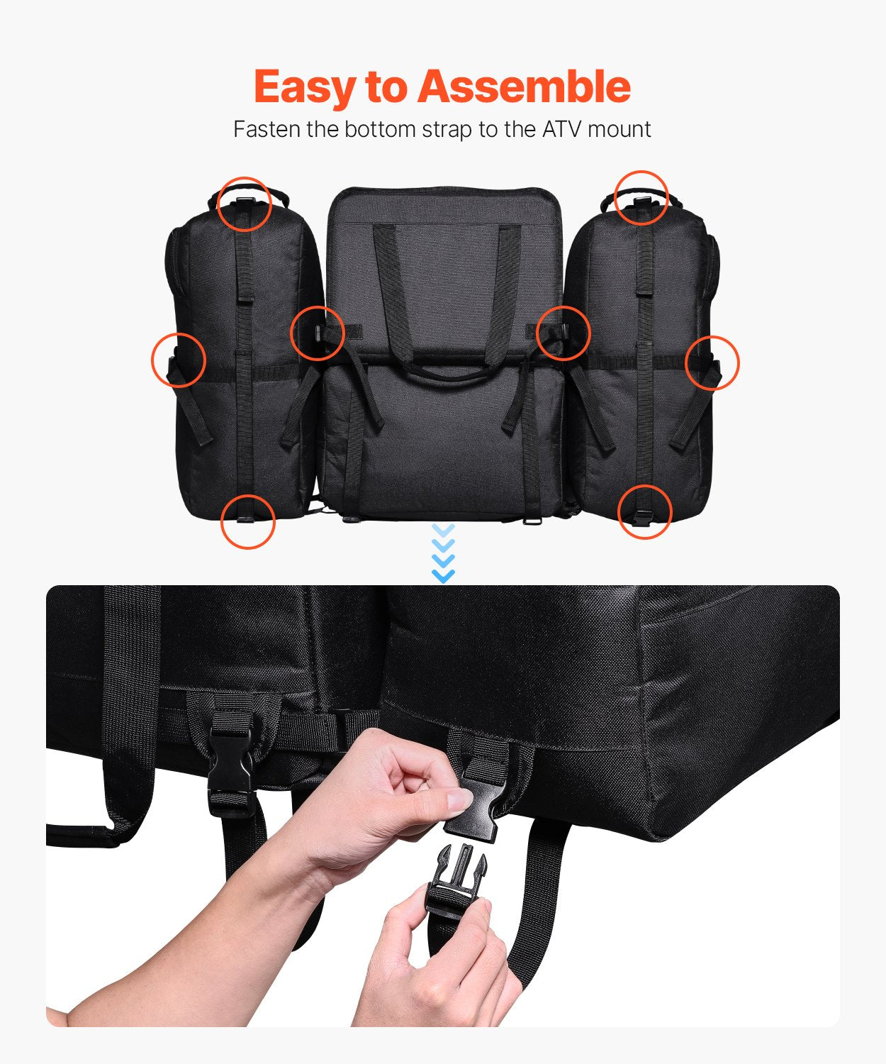 74L ATV Rear Storage Bag 600D Oxford Cloth Rear Cargo Bag &amp; Sponge Pad