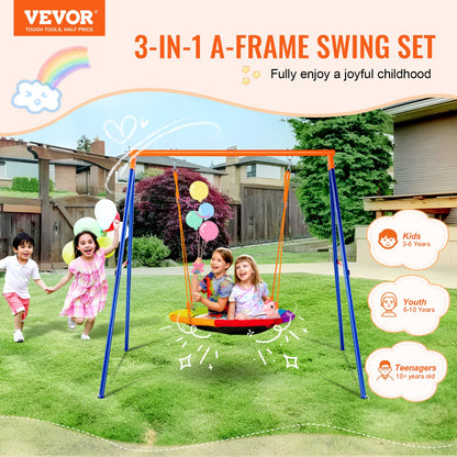 Swing Sets for Backyard 40-inch Barrel Swing Seat A-Frame Metal Stand 440lbs