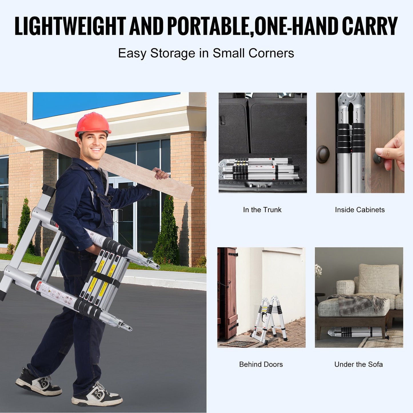 Teleskopisk förlängningsstege 12,5 FT A-form med stabilisatorstång för husbil