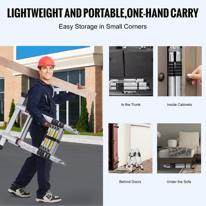 Teleskopisk förlängningsstege 12,5 FT A-form med stabilisatorstång för husbil