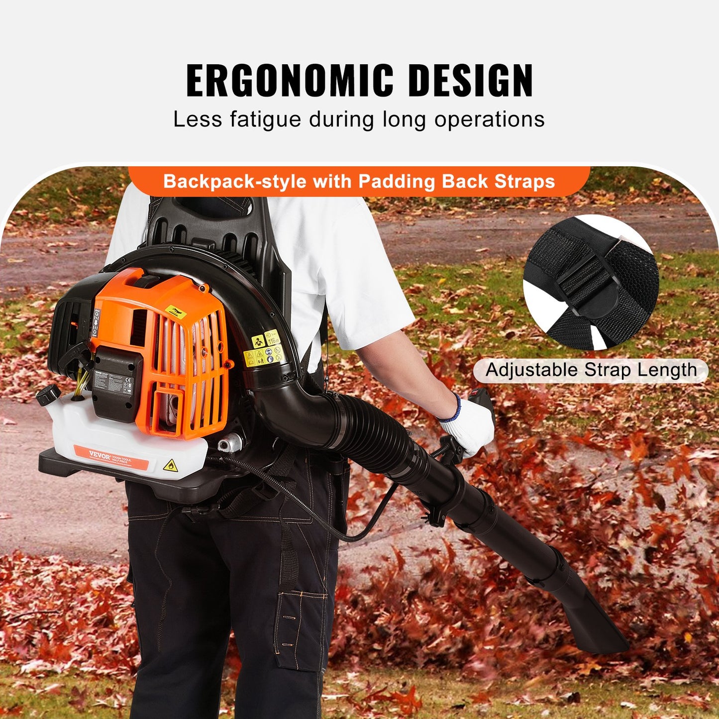 Backpack Leaf Blower 52CC 2-Stroke Gas Leaf Blower 480CFM Air Volume 175 MPH