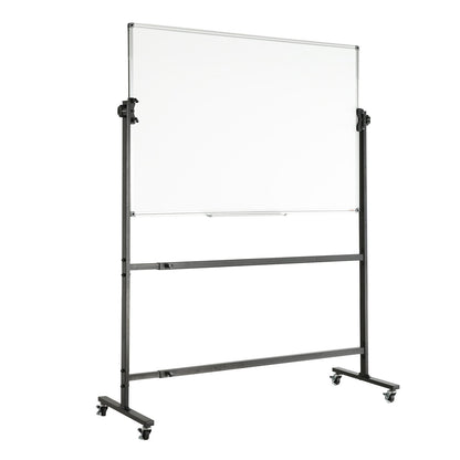 Rolling Whiteboard, 48x32 tum dubbelsidig magnetisk mobil whiteboardtavla, 360° vändbar justerbar höjd med torr raderingstavla med hjul och flyttbar bricka för kontorsskola