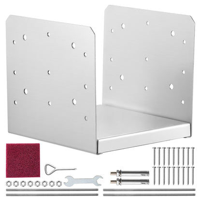 203.2x203.2mm post base, 1pc adjustable stainless steel post anchor bracket (internal 198 x 185), adjustable post base for pavilion deck porch handrail railing decorative anchor plate