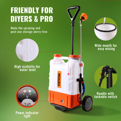 Rückensprühgerät Gartensprüher Sprühgerät med 15 L Reservoir 0–94 PSI