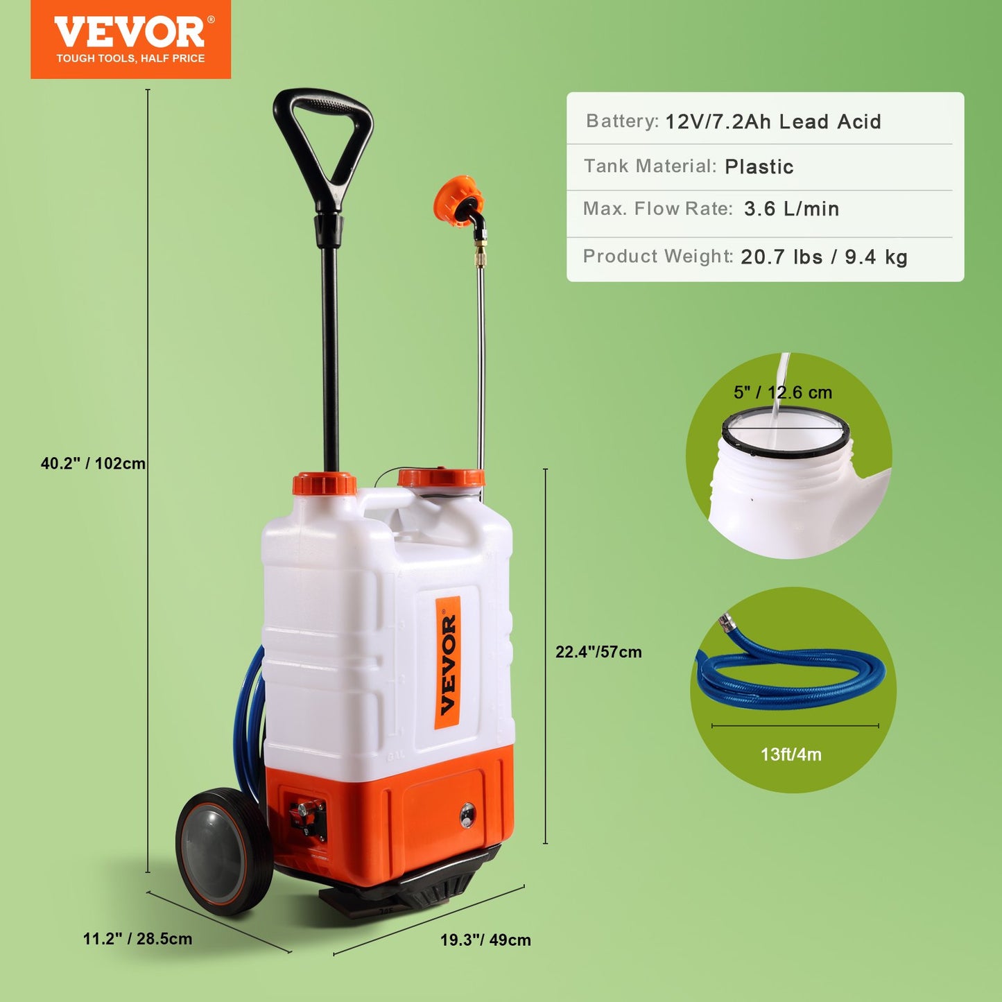 Rückensprühgerät Gartensprüher Sprühgerät med 15 L Reservoir 0–94 PSI