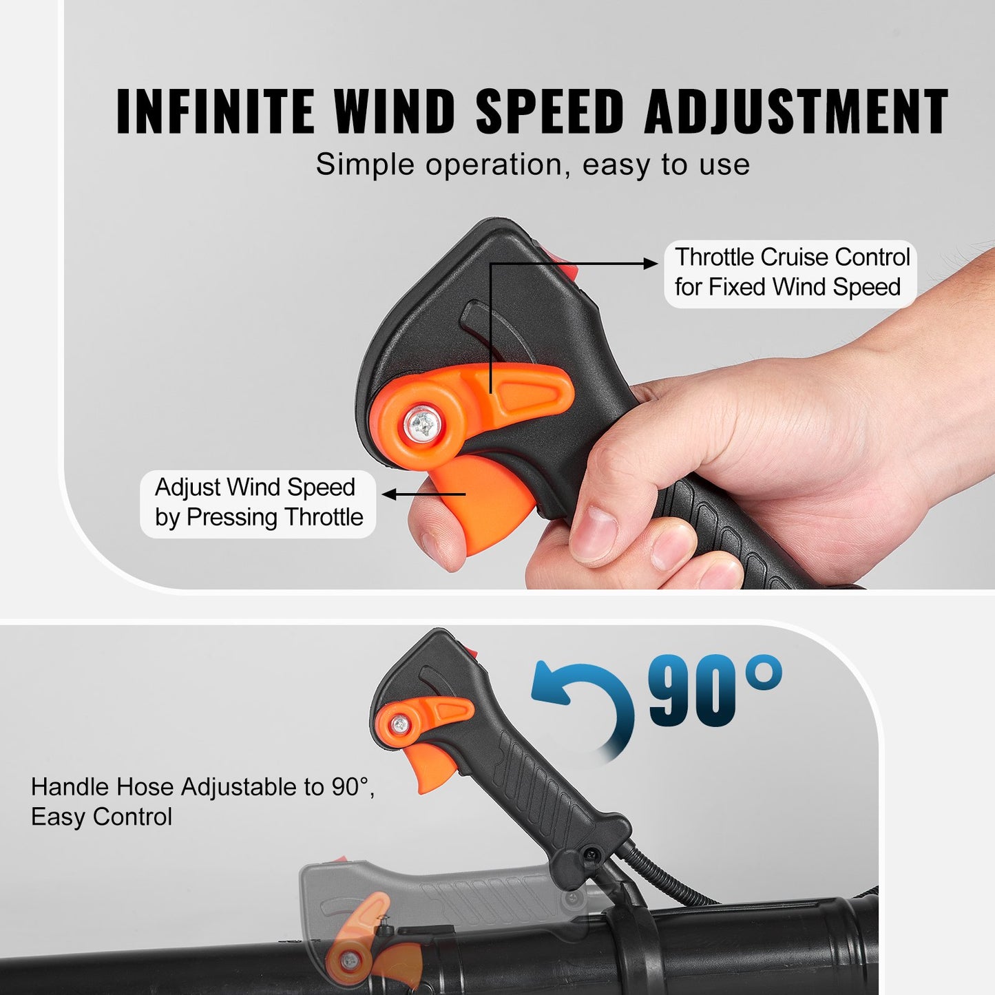 Backpack Leaf Blower 62CC 2-Stroke Gas Leaf Blower 1110CFM Air Volume