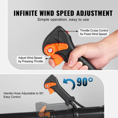 Backpack Leaf Blower 62CC 2-Stroke Gas Leaf Blower 1110CFM Air Volume
