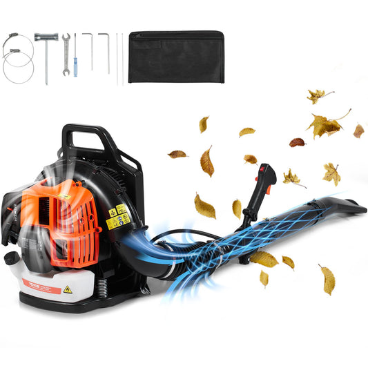 Backpack Leaf Blower 62CC 2-Stroke Gas Leaf Blower 1110CFM Air Volume