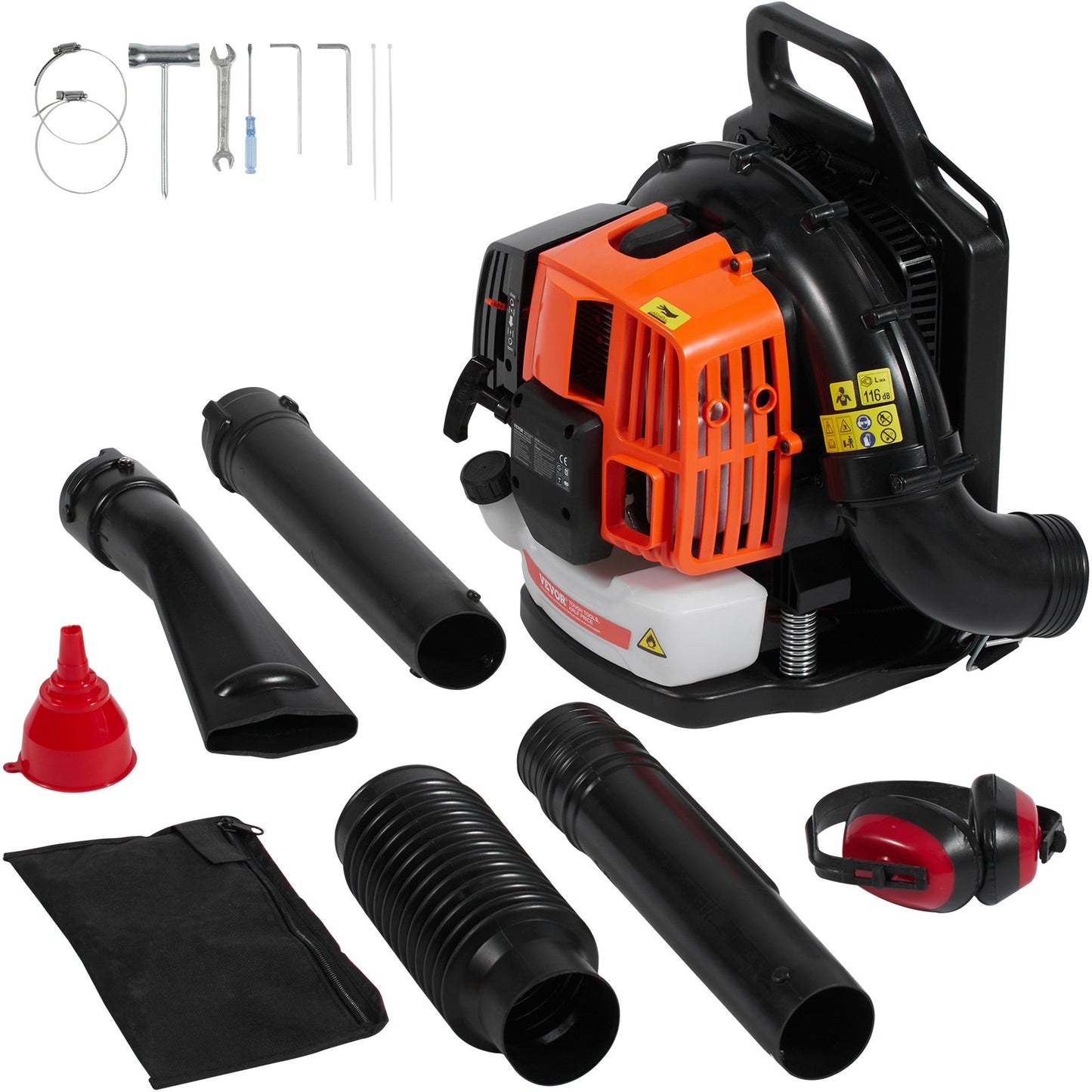 Backpack Leaf Blower 62CC 2-Stroke Gas Leaf Blower 1110CFM Air Volume