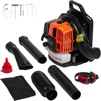 Backpack Leaf Blower 62CC 2-Stroke Gas Leaf Blower 1110CFM Air Volume
