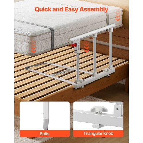 Hopfällbar sänggrind för äldre, 70 cm sängkant med fästrem, justerbar höjd, sängkant i metall med hög hållfasthet, handskydd för äldre personer, passar king size-säng, queen size-säng, full size-säng och twin-säng |  EU