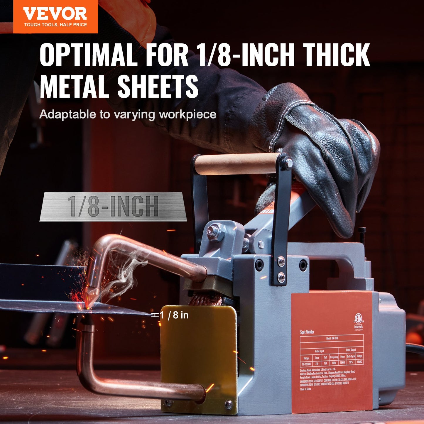 Portable spot welder 1/8-inch thick spot welder with 8KVA input capacity