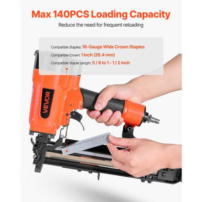 pneumatisk häftpistol, 16 gauge 26,4 mm bred krona pneumatisk häftpistol 16 mm till 38 mm längd, 70-120 PSI lufthäftpistol med två avfyrningslägen för takplåt, väggbeklädnad, staket, undergolv |  EU