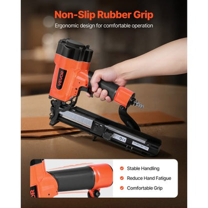 pneumatisk häftpistol, 16 gauge 26,4 mm bred krona pneumatisk häftpistol 16 mm till 38 mm längd, 70-120 PSI lufthäftpistol med två avfyrningslägen för takplåt, väggbeklädnad, staket, undergolv |  EU