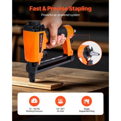 pneumatisk häftpistol, 20 gauge T50 pneumatisk möbelhäftpistol för 10,8 mm krona, 4 mm-16 mm längdklammer, 70-110 PSI lufthäftpistol för träbearbetning, möbelbearbetning, tyg, hantverk, gör-det-själv-projekt |  EU
