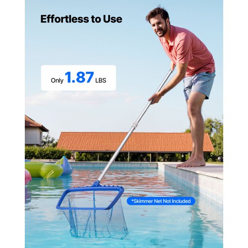 Poolstång, 1 till 3,65 mm teleskopiska poolrengöringsstänger, professionell justerbar teleskopstång med förlängningsstång, kraftig rengöringsstav för skimmernät, kratta, borste, dammsugshuvud |  EU