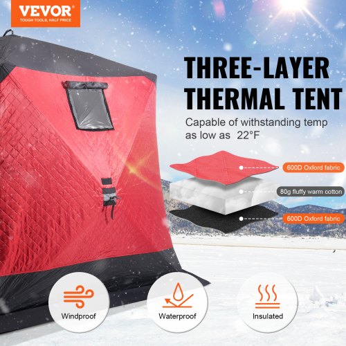 6-8 People Ourdoor Portable Ice Shelter Pop-Up Ice Fishing Shanty Tent | EU