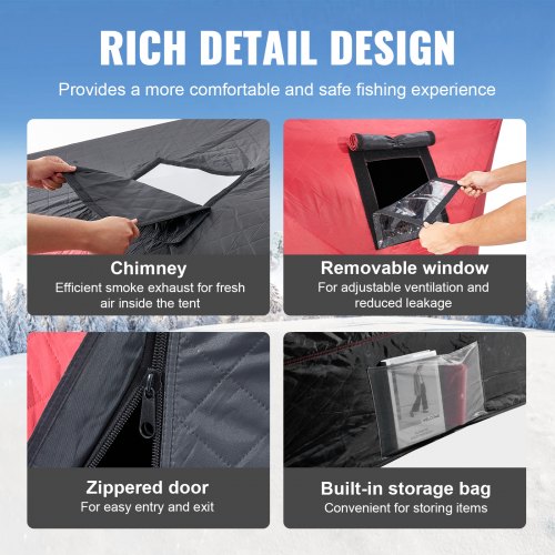 6-8 People Ourdoor Portable Ice Shelter Pop-Up Ice Fishing Shanty Tent | EU