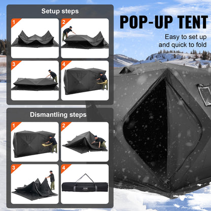 6-8 People Ourdoor Portable Ice Shelter Pop-Up Ice Fishing Shanty Tent