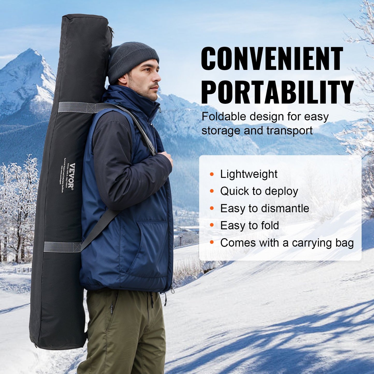 1-2 Person Ourdoor Portable Ice Shelter Pop-Up Ice Fishing Shanty Tent
