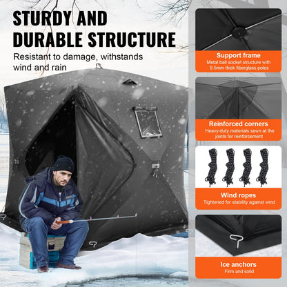 3-4 Person Ourdoor Portable Ice Shelter Pop-Up Ice Fishing Shanty Tent