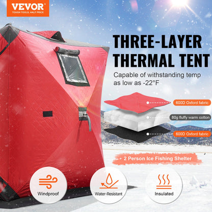 1-2 Person Ourdoor Portable Ice Shelter Pop-Up Ice Fishing Shanty Tent