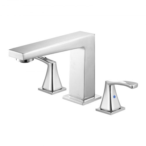 romersk badkarsblandare, 3-håls vattenfallsblandare, badkarsblandare set med 2 handtag, romerska badkarsblandare däckmonterade för husdjurstvätt, babyvård, vuxenbad, silver, rätvinklig pipdesign |  EU