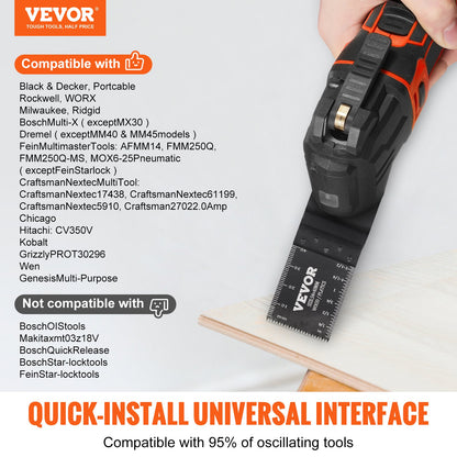 50 ST Oscillerande sågblad, Universal Quick Release Oscillerande sågblad, Multiverktygsverktygsblad för trä Plast Aluminium, Passar Dewalt Milwaukee Hitachi Chicago Craftsman