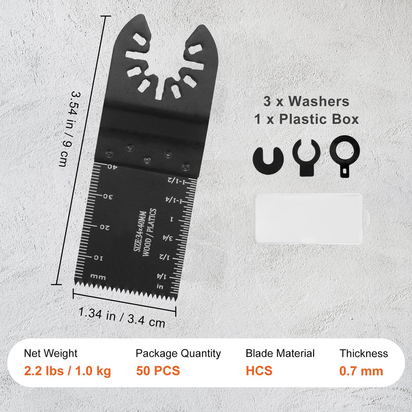 50 ST Oscillerande sågblad, Universal Quick Release Oscillerande sågblad, Multiverktygsverktygsblad för trä Plast Aluminium, Passar Dewalt Milwaukee Hitachi Chicago Craftsman